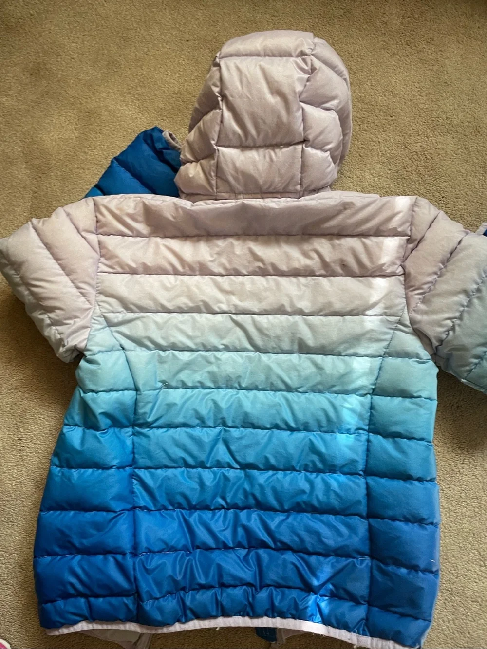 Girls 7/8 Eddie Bauer Ombre Puffer Jacket - Blue to Light Blue